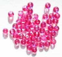50 4x5mm Faceted Dark Pink AB Donut Beads
